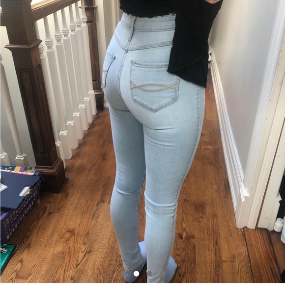 Abercrombie & fitch high waisted light blue skinny denim jeans US 0 W25” - Picture 2 of 4